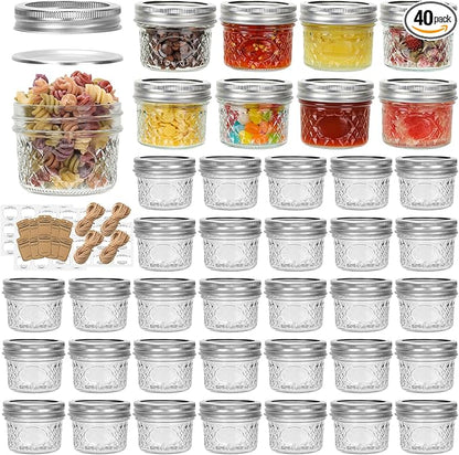 Eathtek 4 oz Mason Jars 40 Pack, 120ml Mini Canning Jars by Eathtek