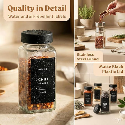 EDELHAUS Glass Spice Jars with Labels Spice Containers with 240 Labels - Image 7