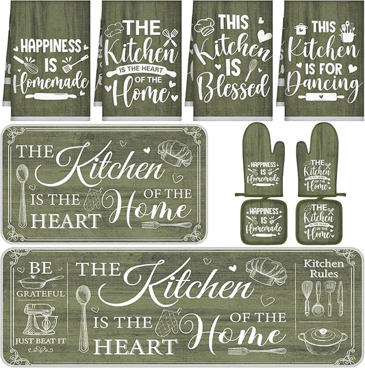 Fourluoo 10 Pcs Farmhouse Kitchen Decor and Accessories Set 4 Kitchen Towels 2 by Fourluoo
