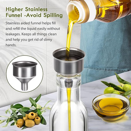 YEBODA 8oz Clear Glass Olive Oil Dispenser Bottles, and Vinegar Cruet Bottle - Image 5
