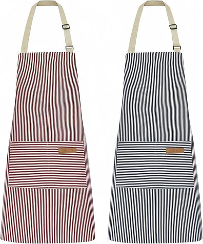 NLUS 2 Pack Kitchen Cooking Aprons, Adjustable Bib Soft Chef Apron by NLUS