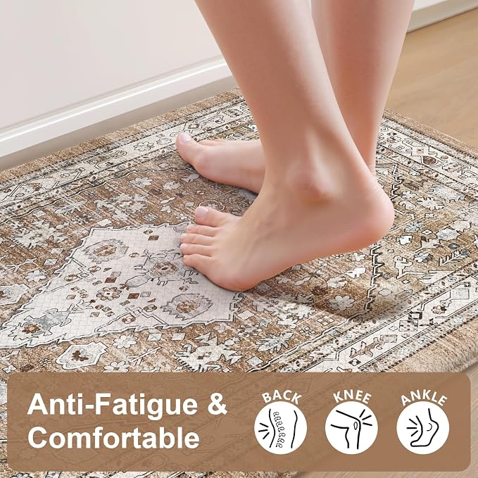 Collive Anti Fatigue Mats for Kitchen Floor, Boho Cushioned Waterproof Kitchen - Image 3