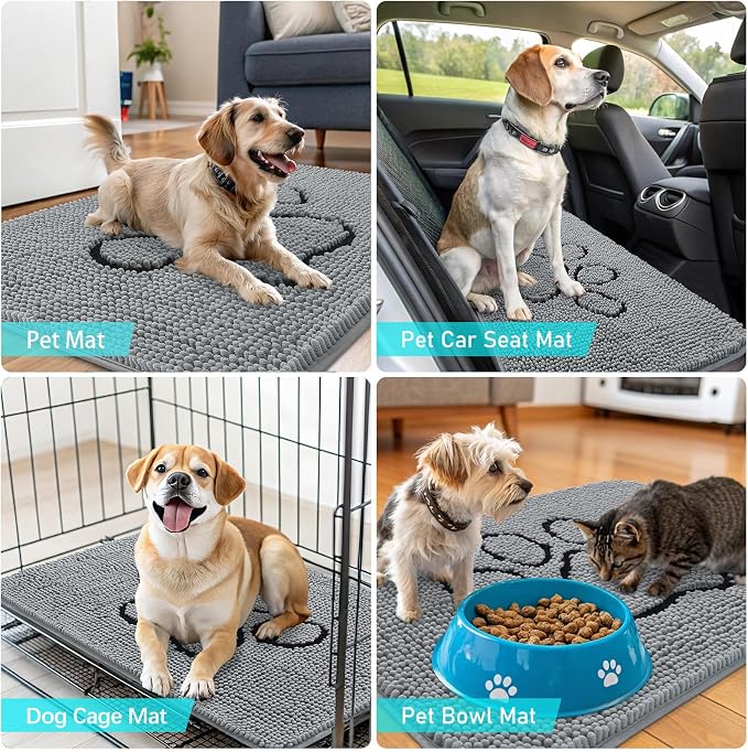 OLANLY Dog Door Mat for Muddy Paws 47x20, Paw Print Design, Absorbs Moisture - Image 7