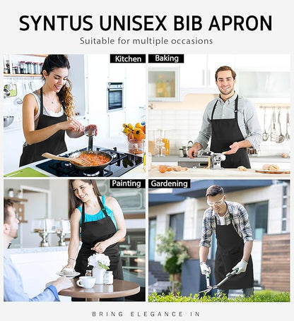 Syntus 12 Pack Bib Apron, Unisex Aprons Adjustable 100% Cotton - Image 7