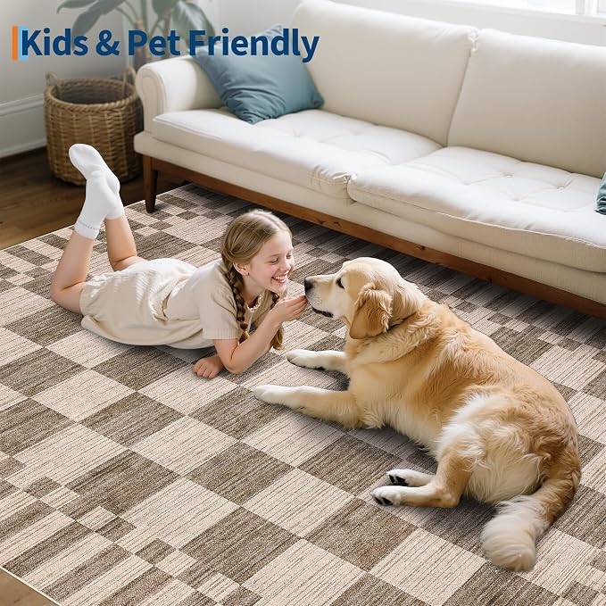 GarveeHome 2×6 Kitchen Runner Rug Non Slip Brown Checkered Rug, Washable Runner - Image 8