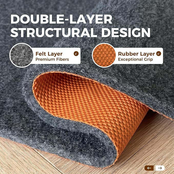 Rug Pad 9 x 12 Ft Non-Slip, Felt and Natural Rubber Backing, 1/4" Thick - Image 6