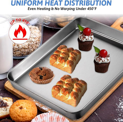 2Pcs Toaster Oven Pans for Baking, 9x11 Baking Sheets Cookie Sheet Stainless - Image 5