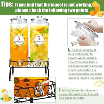 Honeydak 2 Pack 3 Gallon Glass Beverage Dispenser - Image 4