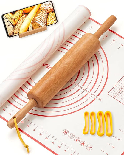 Classic Wood Rolling Pin, Pasta Roller by Vinoil