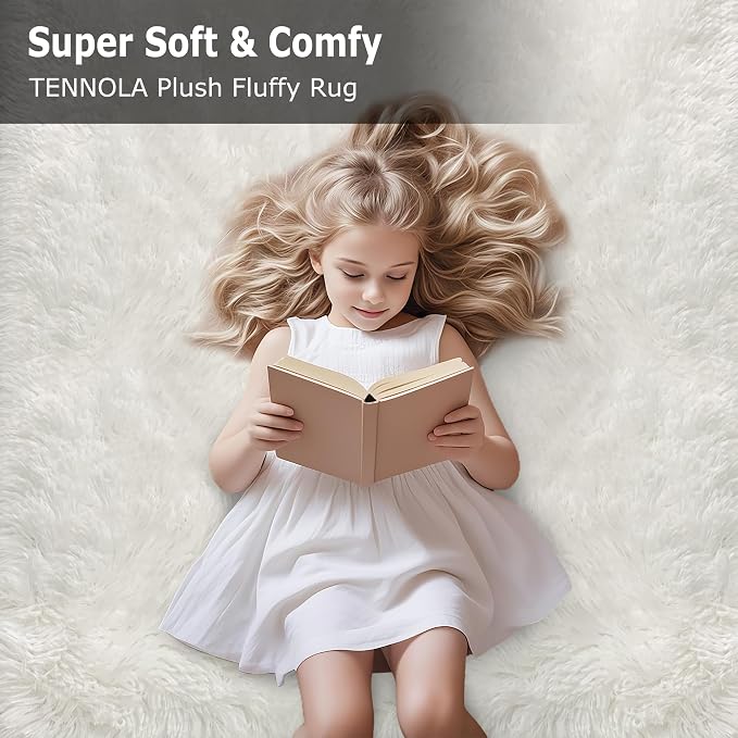 Soft White Fluffy Rugs for Living Room 5x8 Area Rug Shaggy White Carpet for - Image 9