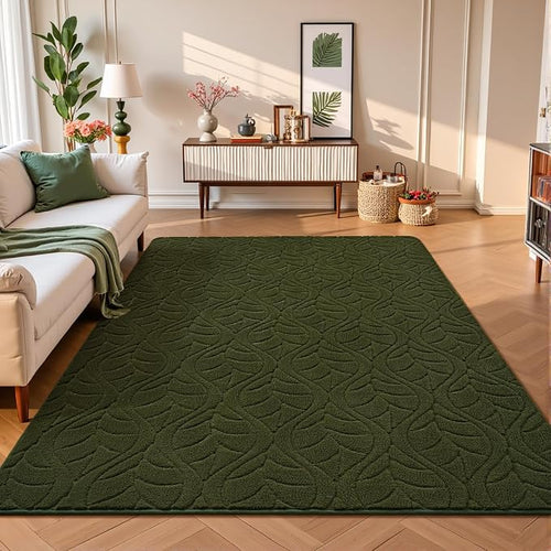 3x5 Olive Green Washable Area Rug - Image 2