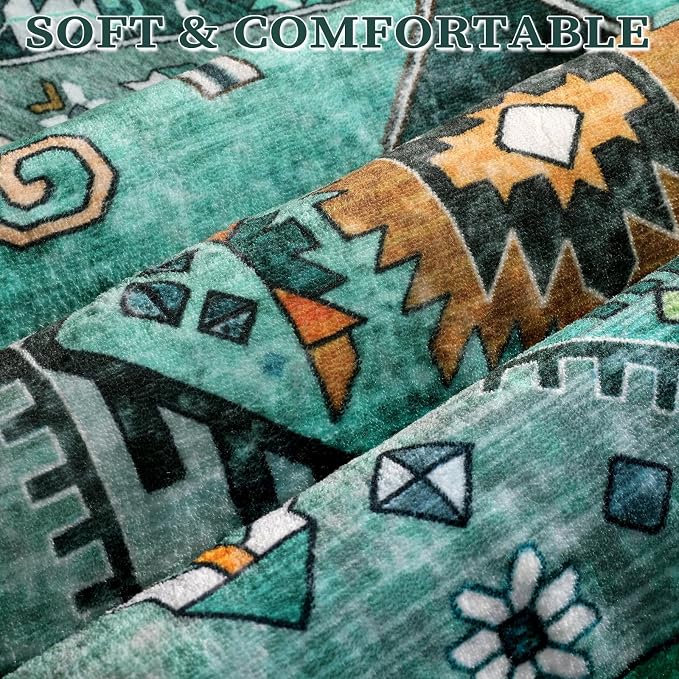 SERISSA Area Rug 3x5 Boho Teal Rugs - Image 4