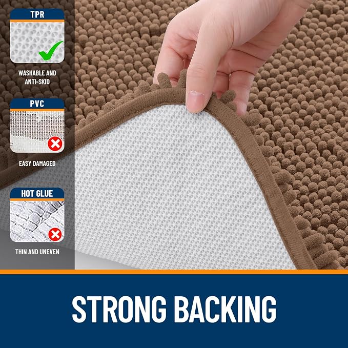 OLANLY Bathroom Rugs 34x21, Extra Soft Absorbent Chenille Bath Rugs, Rubber - Image 6