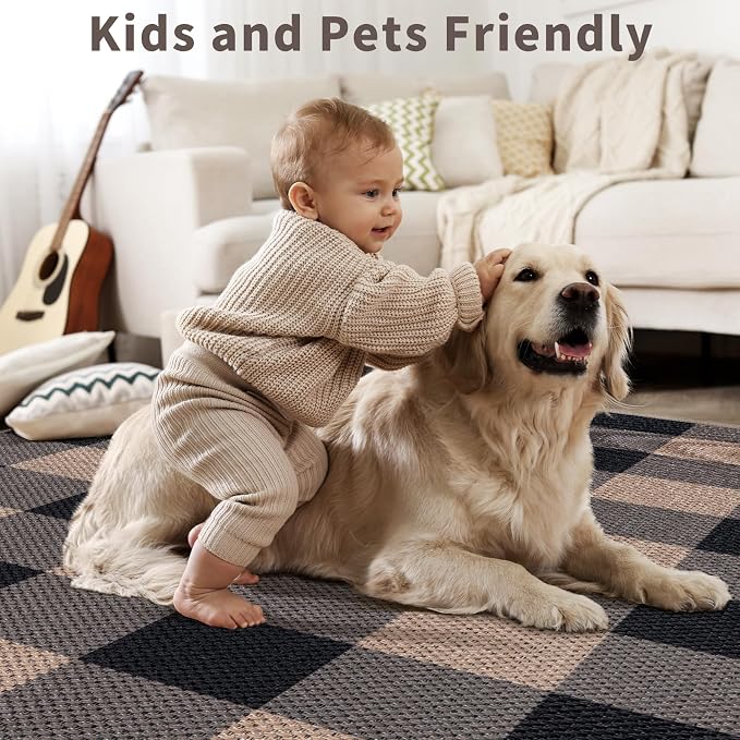 Tangsoo Checkered Easy Jute Rug 5x7 Large Washable Area Rug - Image 8