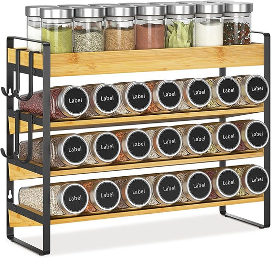 EsLuker.ly Spice Seasoning Rack Organizer Kitchen Countertop, 4 Tier Bamboo by EsLukerly