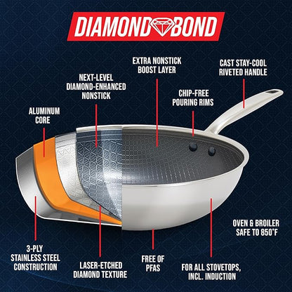 Blue Diamond Hybrid Nonstick Stainless Steel 8” Frying Pan, PFAS-Free Ceramic - Image 5
