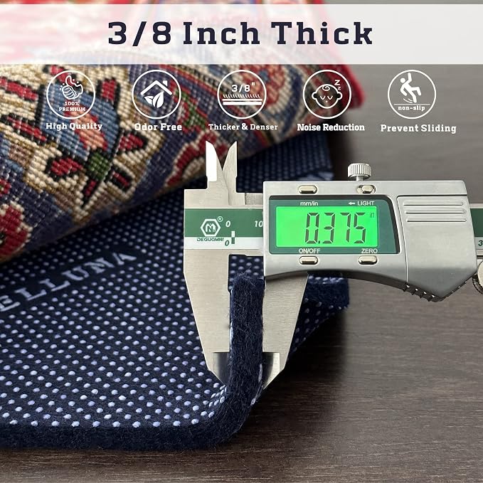 DELLUNA Non-Slip Area Rug Pad 3/8" 2.5'x13'Thick Double Side Rubber + Felt - Image 3