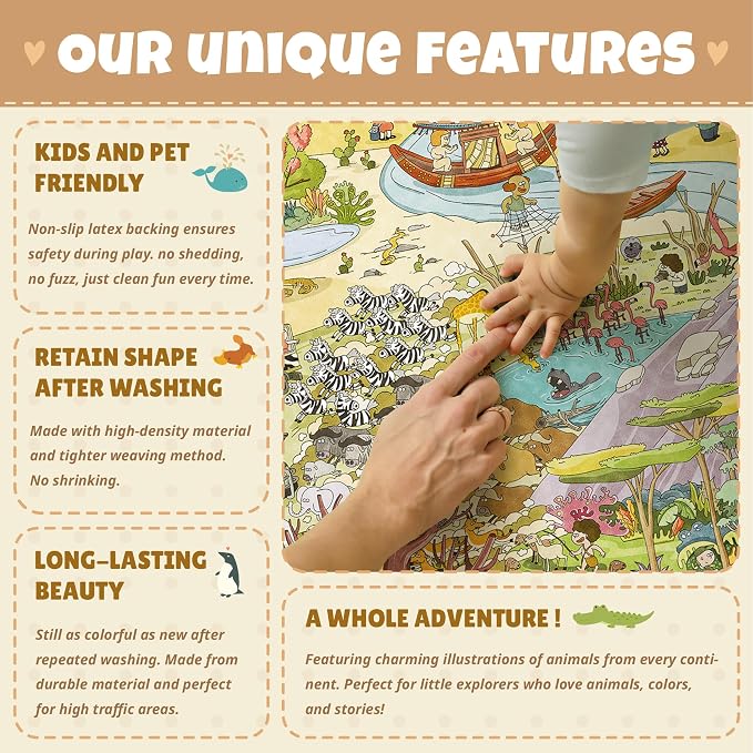 Large Kids Playroom Rug 8x10 – Desert Adventure Safari Animal Map Carpet - Image 7