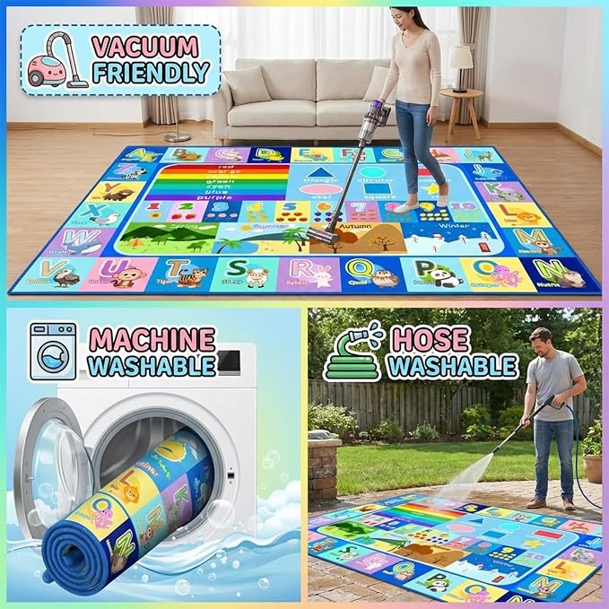 Kids Rug for Playroom Bedroom, 2.5x4 Feet Educational ABC Area Rug for - Image 6