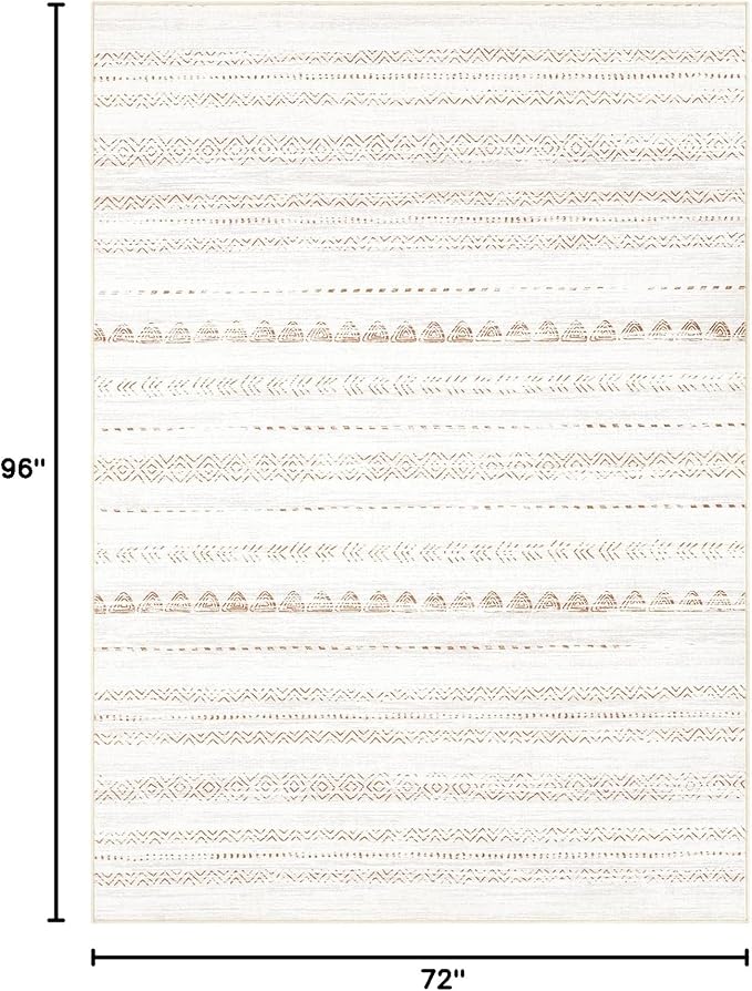 Nakagishi 6x8 Area Rugs Living Room: Washable Boho Large Neutral Soft Farmhouse - Image 2