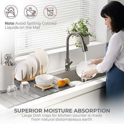 Large Stone Dish Drying Mat for Kitchen Counter, Quick Dry Stone Dishes Mats - Image 7