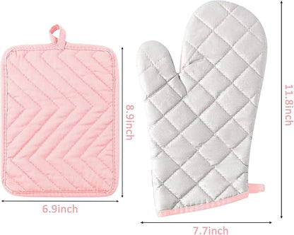 GROBRO7 6Pcs Cotton Oven Mitts and Pot Holders Set Heat Resistant Hot Pads - Image 2
