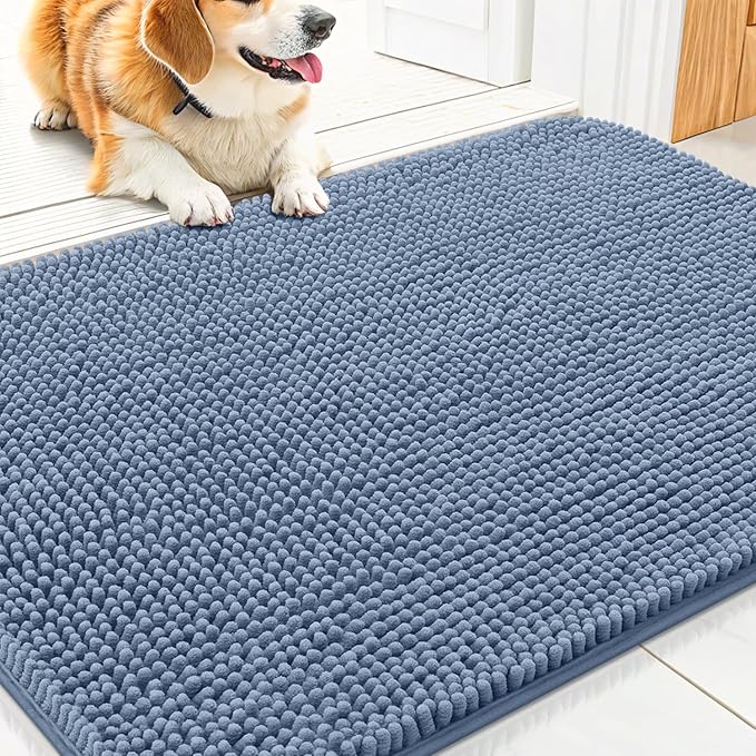 Smiry Dog Door Mat for Muddy Paws 30x17, Absorbent Dirt Trapper, Non-Slip by Smiry