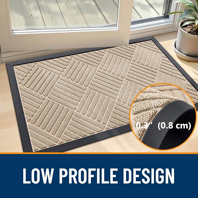 OLANLY Front Door Mat Outside Entrance 33x21, Heavy Duty Sturdy Natural Rubber - Image 4