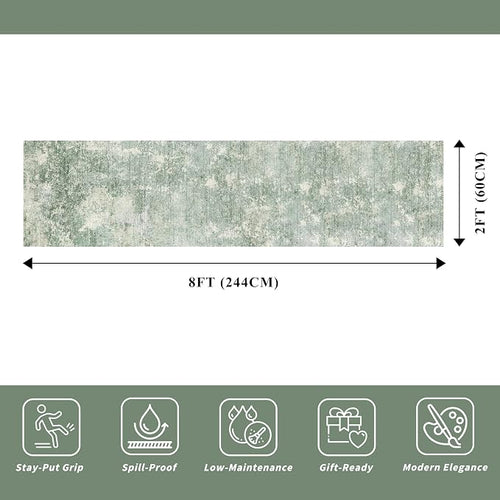 2x8 Washable Hallway Runner Rug – Non-Slip Modern Abstract Neutral Low-Pile - Image 2