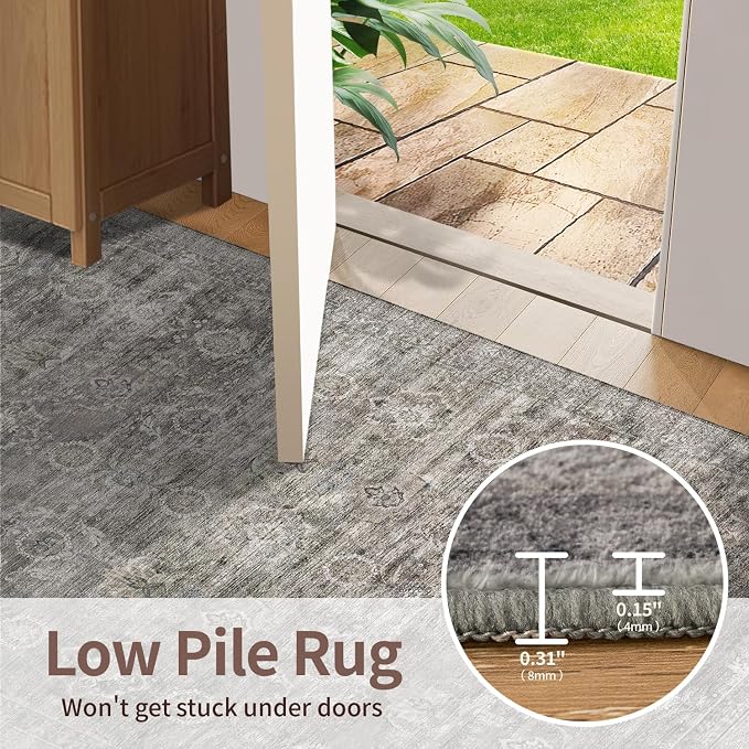 Rugxara Entryway Rug Door Mat, Washable Samll 2x3 Rug, Boho Grey Front Door Mat - Image 5