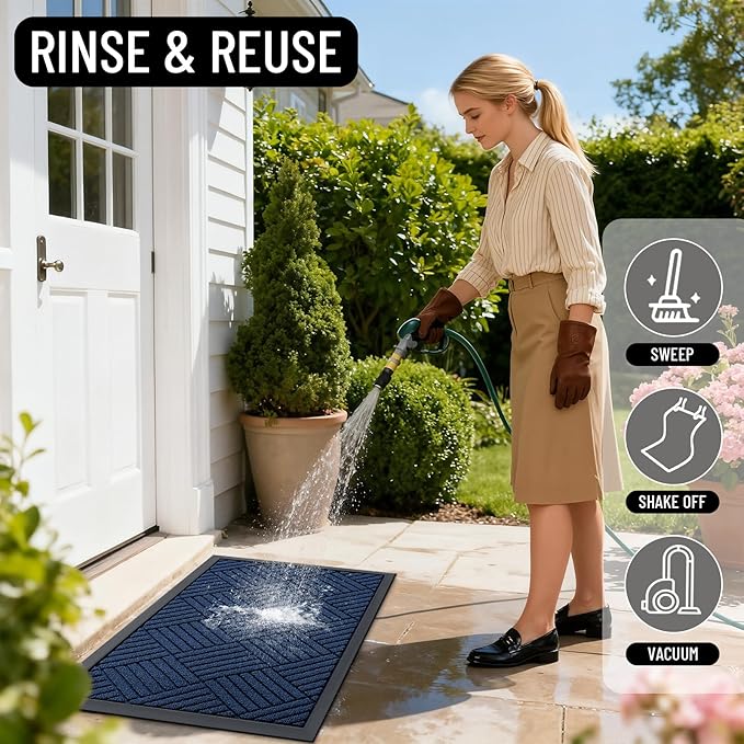 OLANLY Front Door Mat Outside Entrance 35x23, Heavy Duty Sturdy Natural Rubber - Image 7