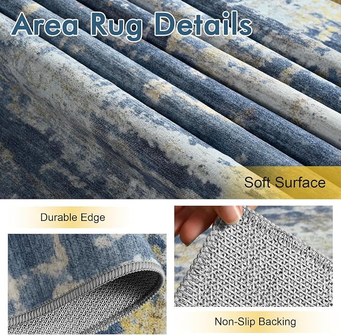 4x6 Ft Area Rugs for Living Room, Soft Non-Slip Washable Rugs Modern Abstract - Image 6