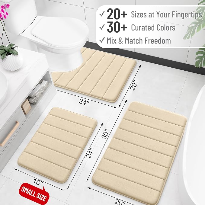 OLANLY Memory Foam Toilet Rugs U Shaped 24x20, Super Soft Absorbent Contour - Image 2