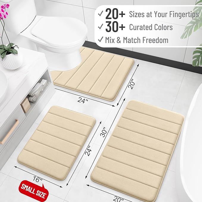 OLANLY Memory Foam Bath Mat 40x24, Super Soft Absorbent Bathroom Rugs, Quick Dry - Image 2