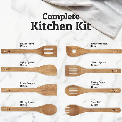 PriorityChef Wooden Spoons for Cooking, Non-Toxic Wooden Utensil Set - Image 3