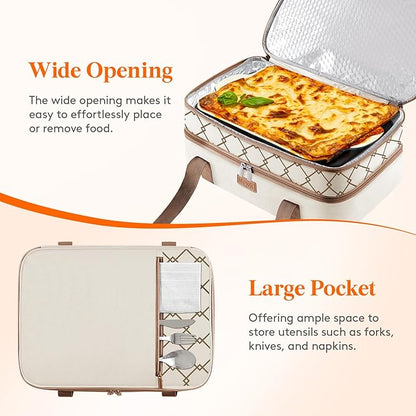 Lifewit Insulated Double Decker Casserole Carrier, Lasagna Lugger Holder - Image 5