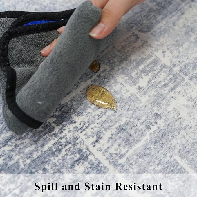 Washable Abstract 14ft Runner Rug: Non-Slip Low-Pile Rug Runner Soft Beside - Image 6