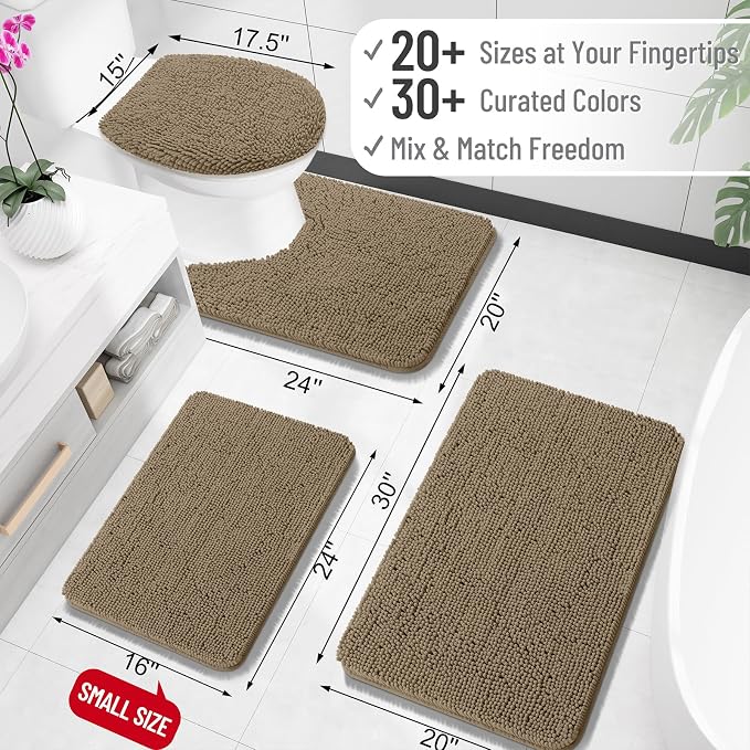OLANLY Toilet Rugs U-Shaped 20x20, Extra Soft Absorbent Chenille Contour - Image 2