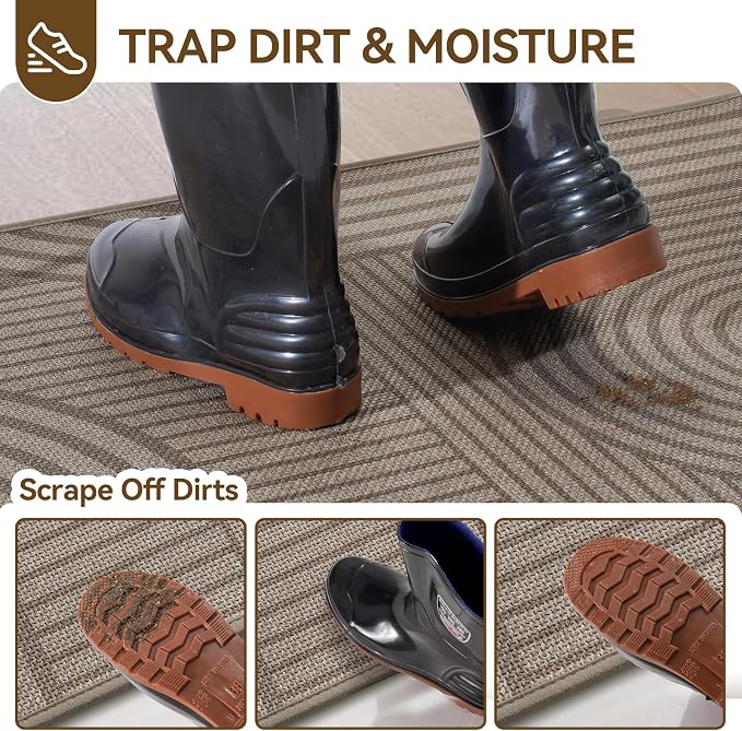 Front Door Mat 36'x59'', Absorbent Dirt Resist Washable Non Slip Low-Profile - Image 3