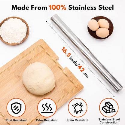 Rainspire Rolling Pins for Baking 304 Stainless Steel Dough Roller Perfect - Image 2
