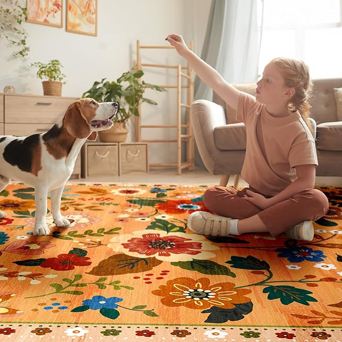 RELEANY Floral 2x10 Area Rugs Washable Print Boho Cute Carpet Non Slip Flower - Image 9