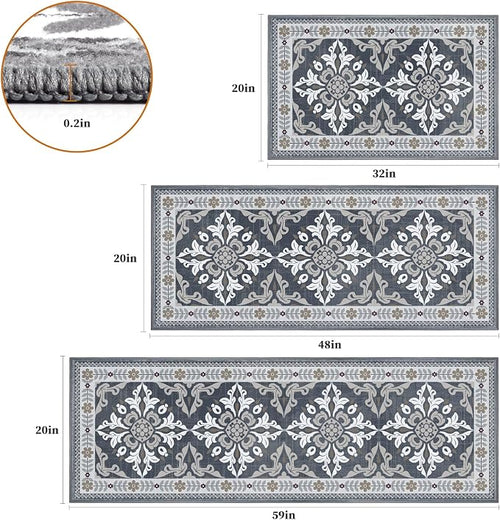 3-Piece Kitchen Rugs, Non-Slip & Washable Floor Mats, Water-Absorbent Area Pad - Image 2