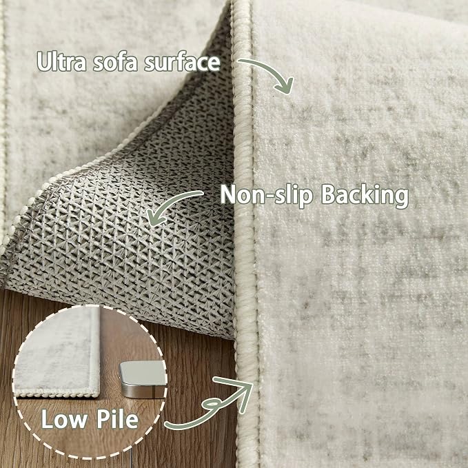 Latte&Fog 8x10 Washable Rugs for Living Room, Netural Ivory Large Area Rugs for - Image 5