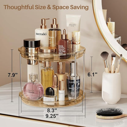 LAMU 2 Pack 2 Tier Lazy Susan Turntable Organizer 9.25'' Rotating Spice Rack - Image 5