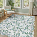 DCX Washable Botanical Floral Rug 4x6, Non Slip Low Pile Carpet by DCXWashableRug