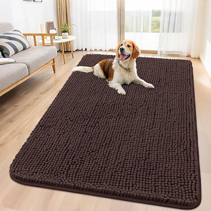 Smiry Dog Door Mat for Muddy Paws 59x35, Absorbent Dirt Trapper, Non-Slip by Smiry