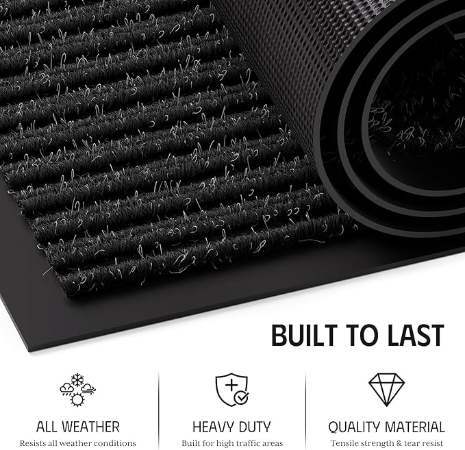Front Door Mat 3' x 5', Low Profile Heavy Duty Door Mat Outside Entrance - Image 3
