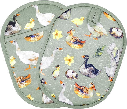Pot Holders Set of 2 with Transparent Clear Silicone Shell and Nice Duck Flower - Image 8
