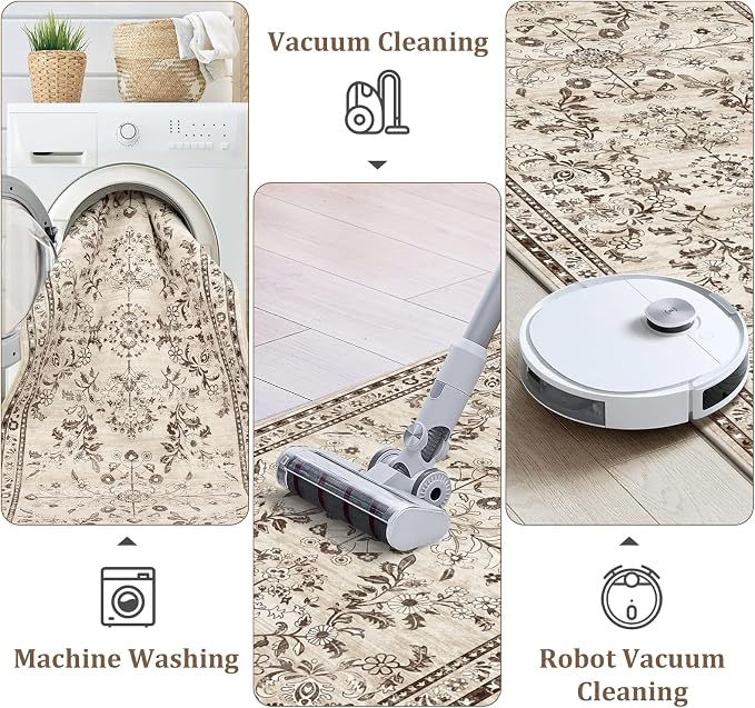 Yamaziot Washable Runner Rug 2x10 – Floral Non Slip Boho Hallway Runner Rug - Image 3
