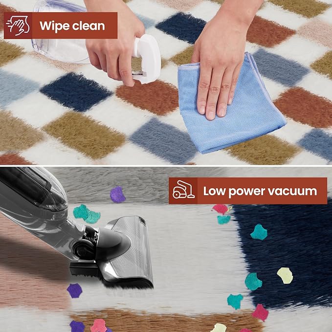 Super Soft Rug for Bedroom, 6x9 Ft Rainbow Area Rug Classic Checkered Shaggy - Image 7